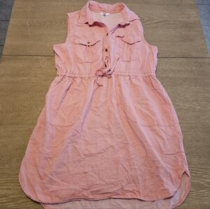 Time and Tru 100% Cotton Shirt Dress Button Top Cinching Waist XL 16-18